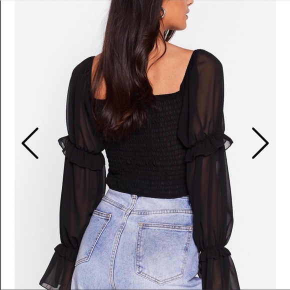 White Ruched Nasty Gal Button Up - Picture 3 of 4